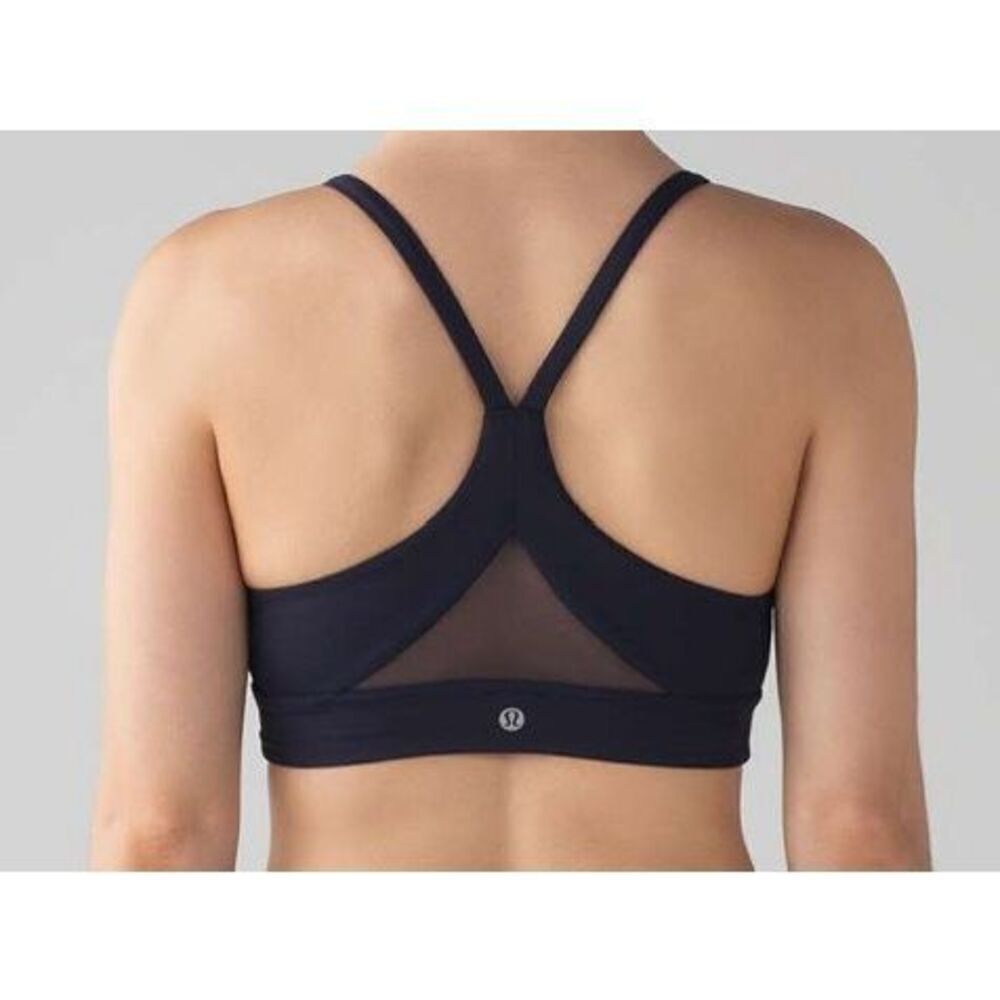 LULULEMON TRAIN TIMES MESH navy blue RACERBACK SPORT BRA sz 6 S pickleball yoga